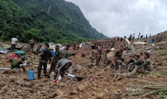 # Army camp sunk in landslide in Manipur