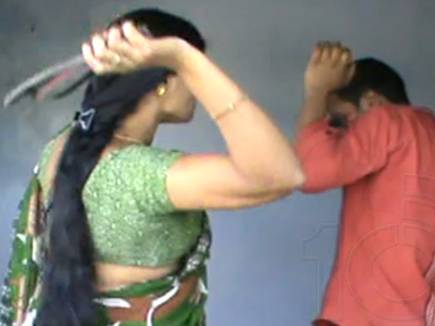# wife thrashed husband with slippers